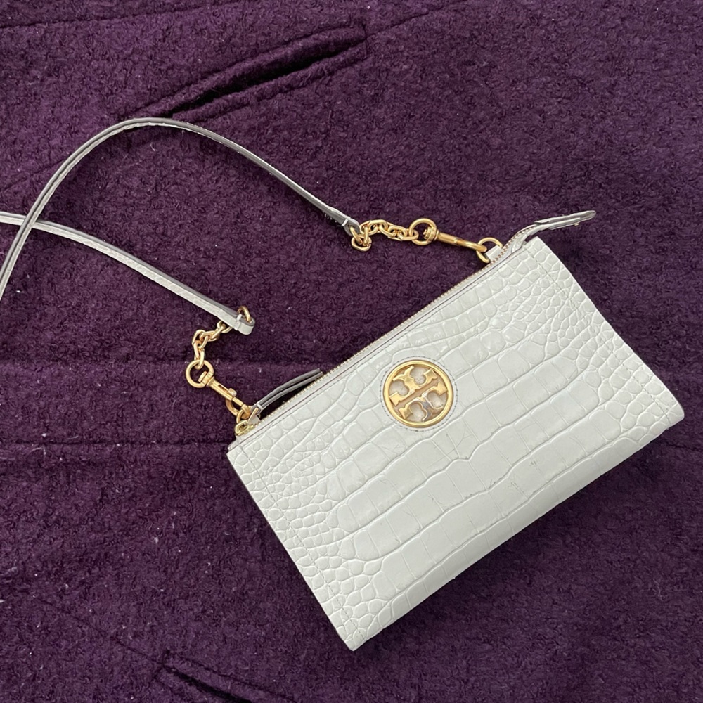 Tory Burch Croc Embossed Crossbody Bag